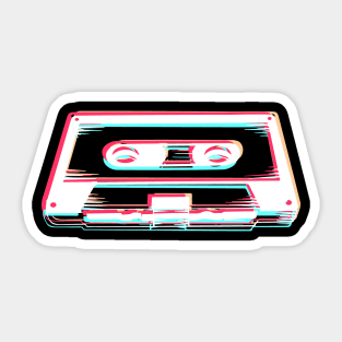 Old School Music Tape In Glitch Style Sticker